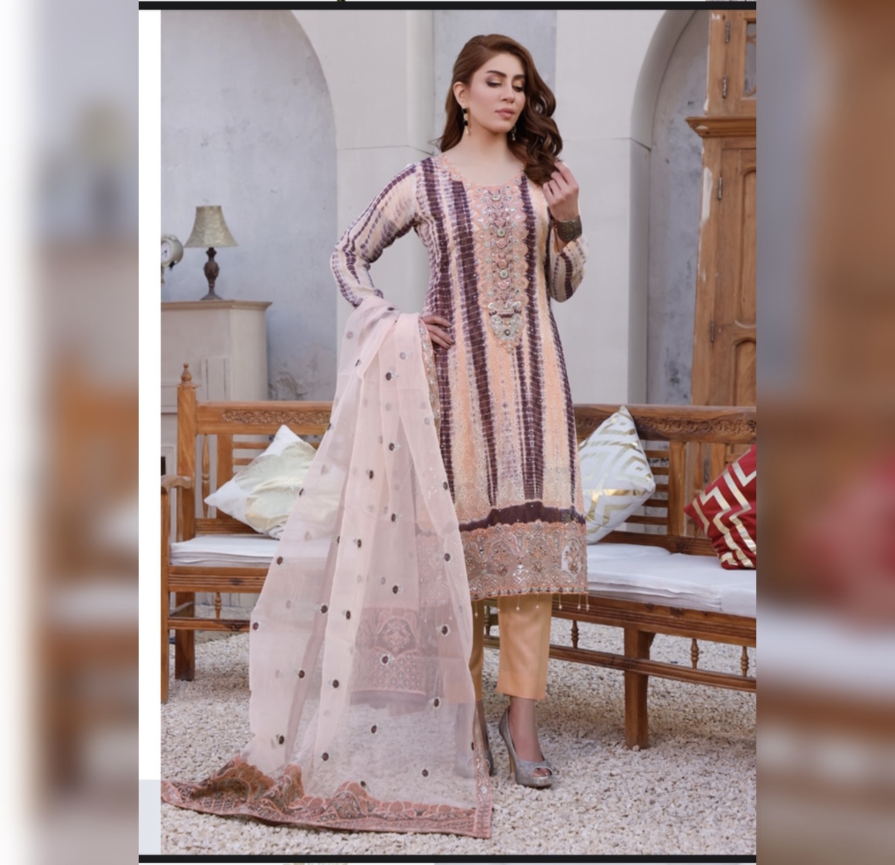 Chikankar- fancy Dupatta Luxury Decent hand work 3pc