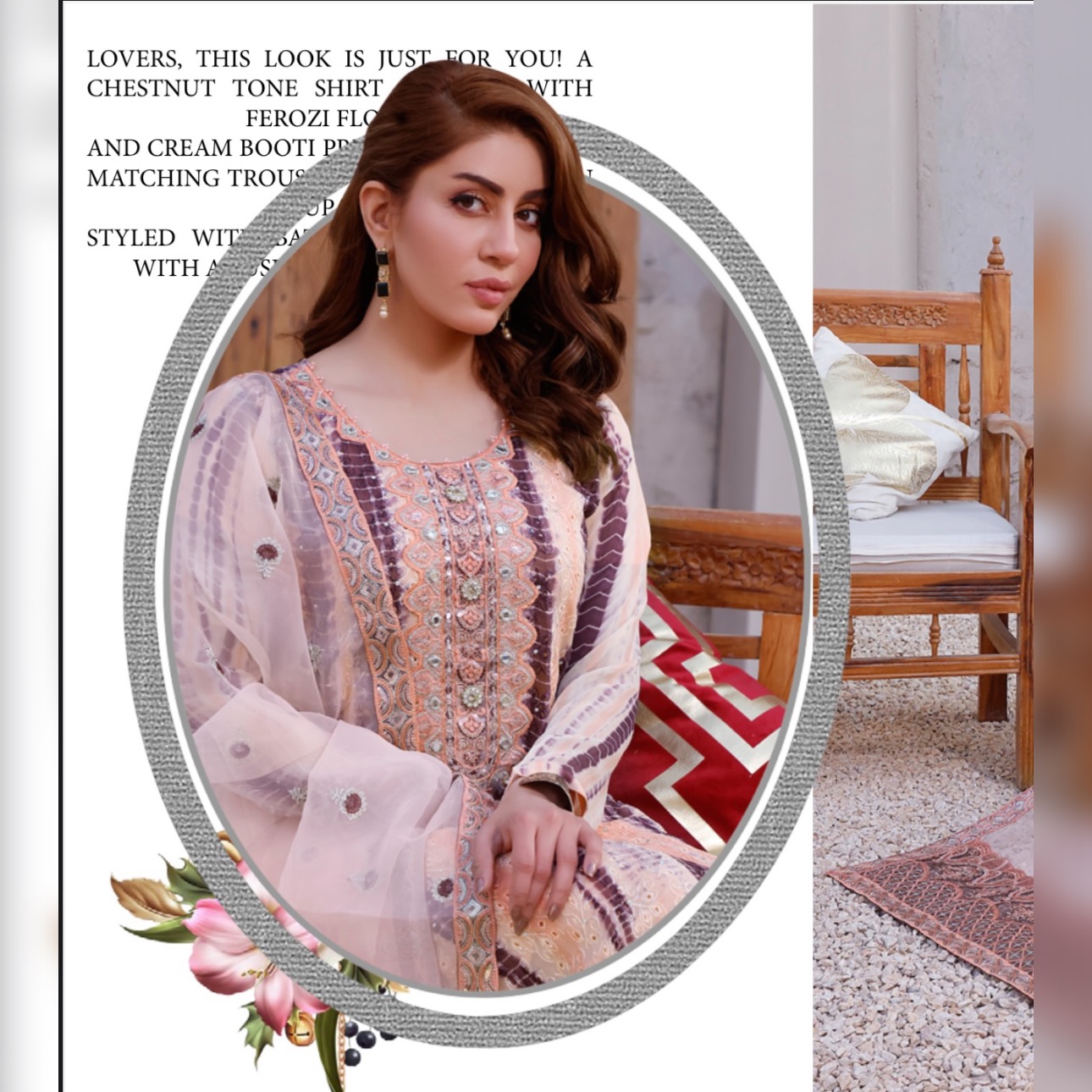 Chikankar- fancy Dupatta Luxury Decent hand work 3pc - Image 4