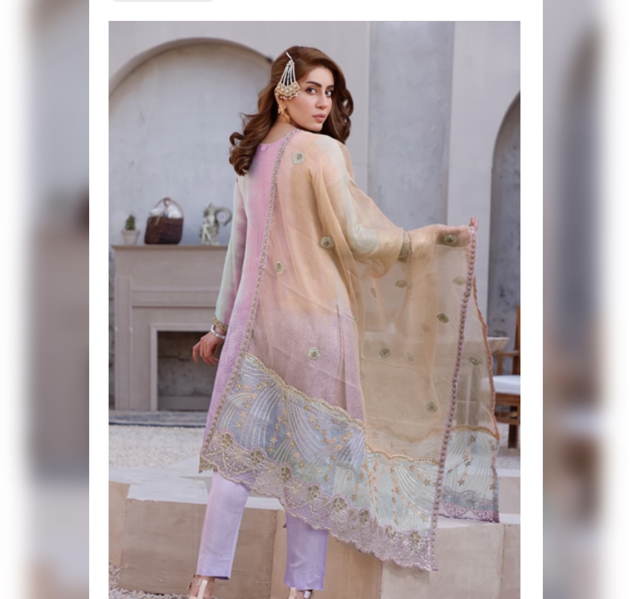 Chikankar- fancy Dupatta Luxury Decent hand work 3pc - Image 3