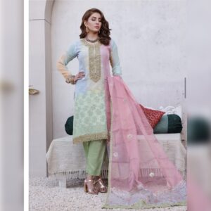 Chikankar- fancy Dupatta Luxury Decent hand work 3pc