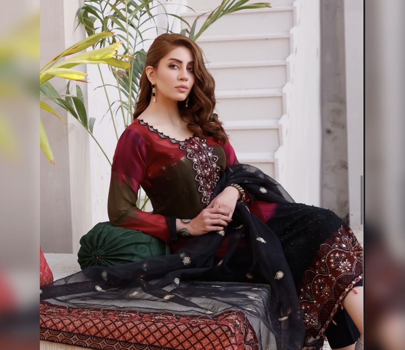 Chikankar- fancy Dupatta Luxury Decent hand work 3pc - Image 2