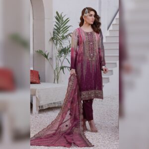 Chikankar- fancy Dupatta Luxury Decent hand work 3pc