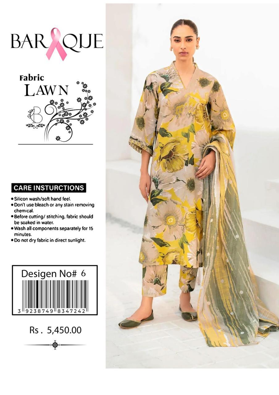 Baroque 3pc Lawn Fabrics 100% Orignal - Image 2