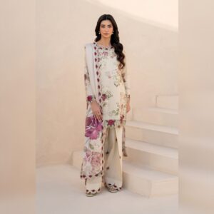 IZNiK 3pc Embroidered Digital Printed